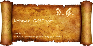 Wohner Gábor névjegykártya